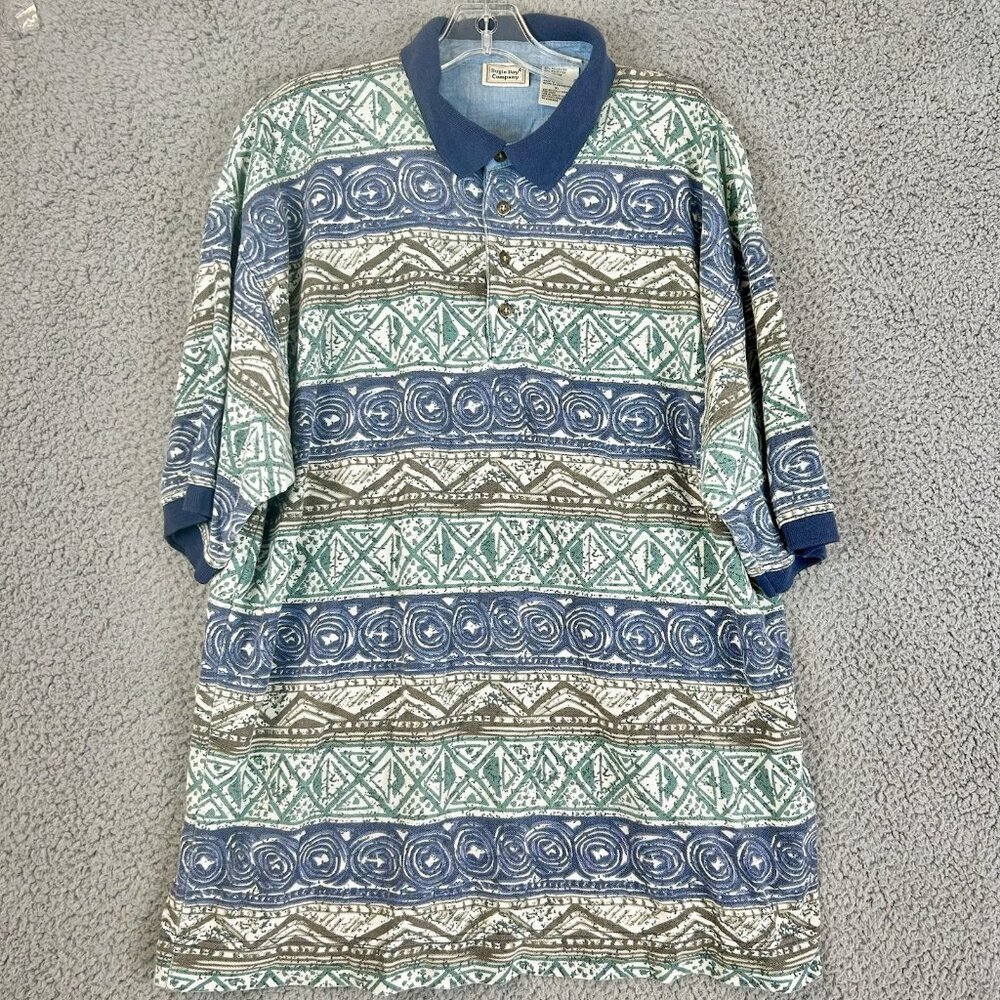 Vtg 90s Bugle Boy Leaves Polo Shirt Large Sport Grunge Vaporwave‎ Surf Skate